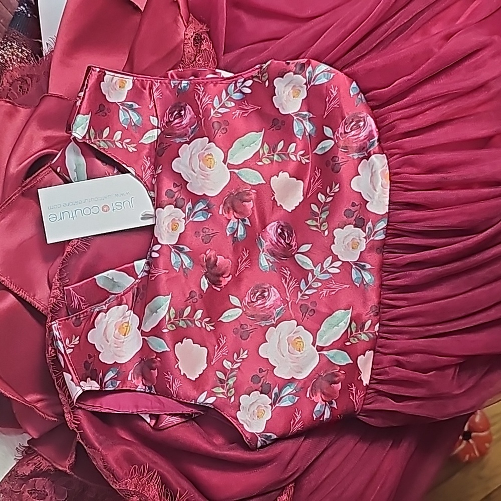 NWT Lovely Wine Floral Lucinda Gown - Just Couture - Picture 9 of 9